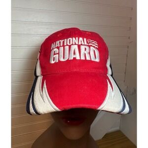 National Guard Baseball Hat‎ NWOT Adjustable Racing Cap Red White Blue Unisex
